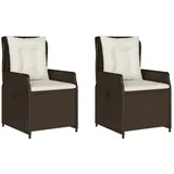 vidaXL Gartensessel 2 Stk. Verstellbar Braun Poly Rattan