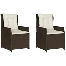 vidaXL Gartensessel 2 Stk. Verstellbar Braun Poly Rattan