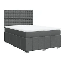 vidaXL Boxspringbett mit Matratze Dunkelgrau 160x200 cm Stoff