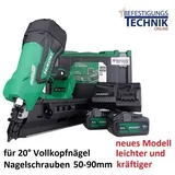 Hikoki 20° HiKoki Akku Streifennagler NR1890DBRL NEU NR1890DRA WQZ 50-90mm 2x5,0Ah 18V für RK Streifennägel