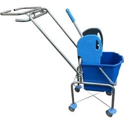 CleanSV Reinigungswagen hoch 18 Liter Eimer, Müllsackhalter, Presse, Deichsel
