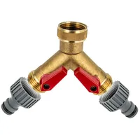Tecuro 2-Wege Y-Messingverteiler 1 Zoll (DN20), einzeln absperrbar mit
