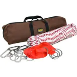 TrailMax 4-Pferde-Highline-Set, zum Packen von Pferden und Maultieren, mit 4 Inline-Wirbeln aus Edelstahl, 2 Baumschutzgurten, 100 Fuß 3/8 Zoll Highline-Seil, inklusive Tragetasche