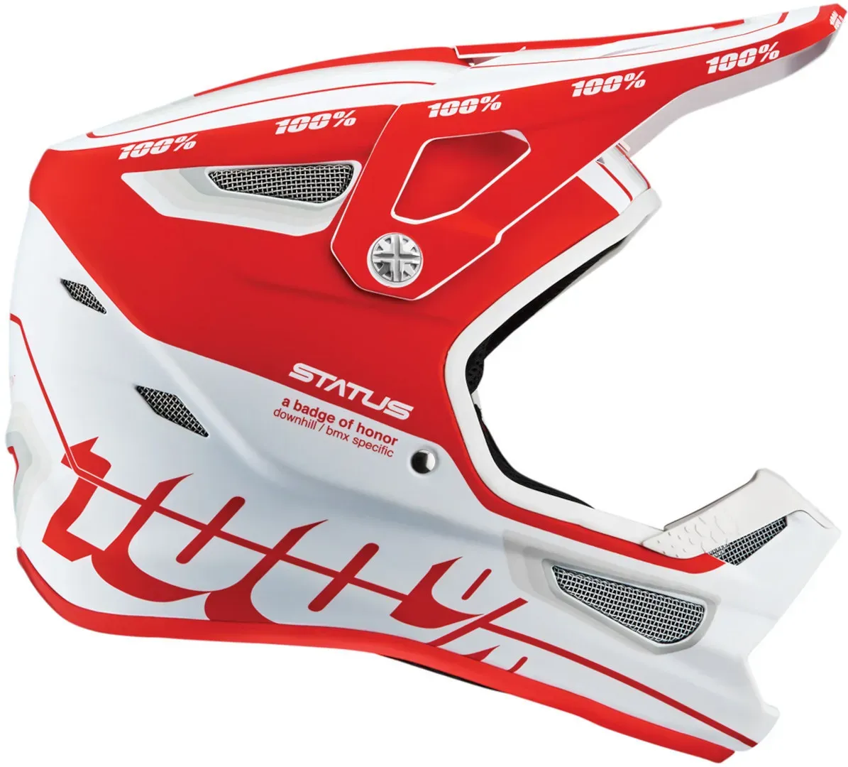 100% Status Jeugd Downhill Helm, wit-rood, M