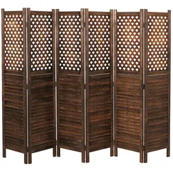 Paravent MCW-A84, Raumteiler Trennwand Sichtschutz, Ornamente 170x245cm ~ braun