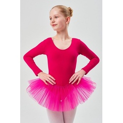 tanzmuster Tüllkleid Ballett Tutu Alea mit langem Arm Ballettkleid mit Tüllrock für Mädchen rosa 140/146