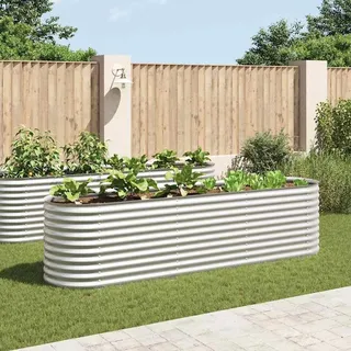 vidaXL Garten-Hochbeet verzinkter Stahl 320 x 80 x 81 cm Silber