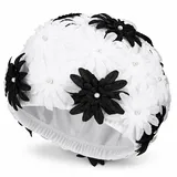 FAVOMOTO Badekappen für Schwimmer für Damen Handbuch Strass Floral Blütenblatt Retro Stil Schwimmen Gap Badekappen für Badekappe Erwachsene Elegante
