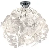 RL Deckenleuchte, Metall, Blätter-Design, Chrom, weiß, H 58 cm