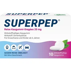 SUPERPEP Reise Kaugummi Dragees 20 mg 10 St.