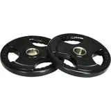 sportnow Hantelscheiben 2er-Set, Tri-Grip 2 x 10 KG gummierte Olympiascheiben, bodenschonend 5 cm Bohrung, drei Griffe für Krafttraining Aosom.de
