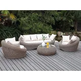 Garten-Sitzgruppe Polyrattan: Sofa, 2 Sessel + Tisch - Elfenbeinweiß - WHITEHEAVEN von MYLIA