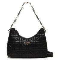 GUESS Damen Assia Top Zip Shoulder Bag Reißverschluss Oben, Schultertasche, Schwarz - Einheitsgröße