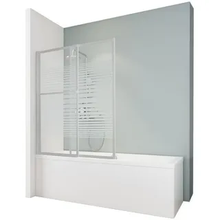 Schulte D1130 01 72 Duschabtrennung mit Handtuchhalter, ausziehbar 70 – 118 cm, 140 cm hoch, 3 mm Sicherheitsglas Dekor Querstreifen, alu natur, Duschwand für Badewanne