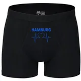 multifanshop Herren Boxer Short - Hamburg - Herzschlag - Druck blau - Unterwäsche