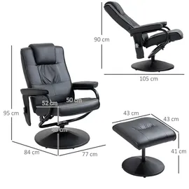 Homcom Massagesessel Relaxsessel Fernsehsessel TV Sessel mit Hocker drehbar 77x84x95 cm