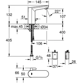 Grohe Eurosmart CE Infrarot-Elektronik Waschtischarmatur Neutral