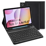 SOPPY Hülle mit Tastatur für Samsung Galaxy Tab S6 Lite, Kabellose Tastaturhülle Schutzhülle Bluetooth Tastatur Hülle für Tab S6 Lite 10,4“ 2020/2022(SM-P610/P615/P613/P619)- Deutsches QWERTZ, Schwarz