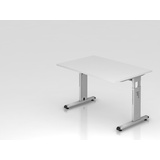 HAMMERBACHER OS 12 höhenverstellbarer Schreibtisch weiß rechteckig, C-Fuß-Gestell silber 120,0 x 80,0 cm