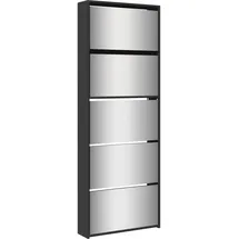 vidaXL Schuhschrank 63 x 169,5 x 17 cm mit Spiegel / schwarz
