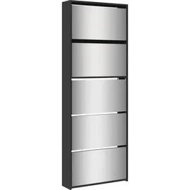 vidaXL Schuhschrank 63 x 169,5 x 17 cm mit Spiegel / schwarz
