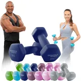Miweba Sports Neopren Hantelset NKH100 | Profi Hantel - Hexagon Hanteln Set - Kurzhanteln - Kurzhantel Set - Gymnastikhanteln - Hantel Set - Dumbbell - 0,5-10 Kg (2X 2.0 kg, Königsblau)