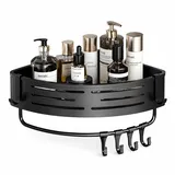 Duschablage Ohne Bohren, Duschregal Ecke Badezimmer Regal Wand Duschkorb mit Handtuchhalter Eckregal Bad Ablage Dusche Alu Regal Duschkorb Ohne Bohren (1, Grau)