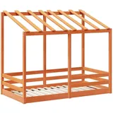 vidaXL Kinderbett mit Dach 70 x 140 cm Kiefer massiv braun
