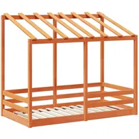 vidaXL Kinderbett mit Dach 70 x 140 cm Kiefer massiv braun