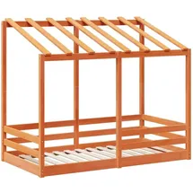 vidaXL Kinderbett mit Dach 70 x 140 cm Kiefer massiv braun