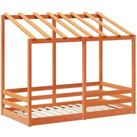 vidaXL Kinderbett mit Dach 70 x 140 cm Kiefer massiv braun