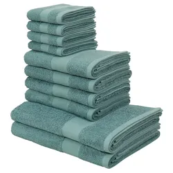 Handtuch-Set MELLI von my home – 10-tlg., Walkfrottee, 100% Baumwolle, rauchgrün