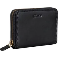 Benthill Kleine Geldbörse Leder | Mini Geldbeutel Damen mit RFID Schutz | Portmonee Slim mit Reißverschluss | Flaches Portemonnaie mit 6 Kartenf... - Schwarz
