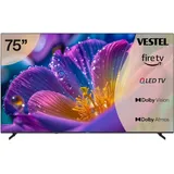 Vestel QLED Fernseher 75 Zoll Fire TV 4K UHD Fernseher, Smart TV mit Dolby Vision HDR, Dolby Atmos und integriertem Triple-Tuner, HDR TV 75QF9940 schwarz