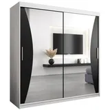 abiks möbel Schwebetürenschrank MONACO 200 x 200 x 62 cm Schwarz/Weiß