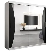 abiks möbel Schwebetürenschrank MONACO 200 x 200 x 62 cm Schwarz/Weiß