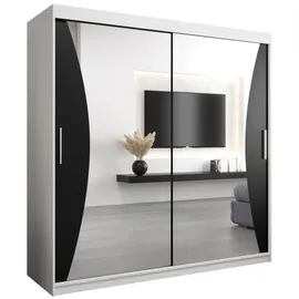 abiks möbel Schwebetürenschrank MONACO 200 x 200 x 62 cm Schwarz/Weiß