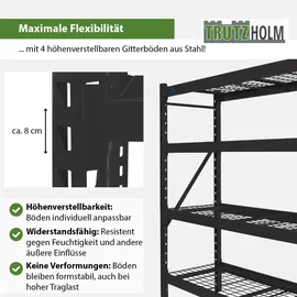 Trutzholm Schwerlastregal Stahl 180x190x60 cm schwarz 3200 kg 4 Gitterböden