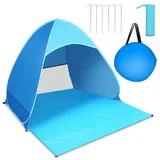 JOPHEK Pop-Up Beach Shelter, Beach Tent UPF 50+Portable Beach Tent Small Pack Size, includes Carry Bag and Pegs, Blue