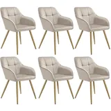 Tectake tectake® Esszimmerstuhl, gepolstert, in Samtoptik, gesteppt, schlanke, goldene Stahlbeine, 58 x 62 x 82 cm