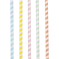 Unique 16758 Papier-Strohhalme für Milchshakes, Pastellfarben, Eiscreme, Sommer-Party, 10 (1 Stück), Mehrfarbig