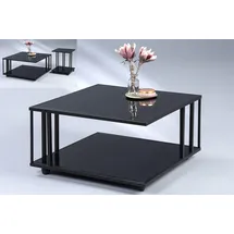 M2 Kollektion Couchtisch Paris 2 Schwarz Glas 75 x 41 x 75 cm