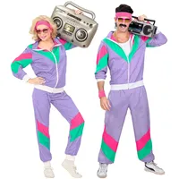 W WIDMANN MILANO Party Fashion - Kostüm Trainingsanzug, Vintage-Style, 80er Jahre Outfit, Jogginganzug für Karneval & Party