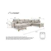 miuform Wohnlandschaft mit Schlaffunktion Scandic Lagom ¦ türkis/petrol ¦ Maße (cm): B: 312 H: 90