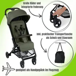 ABC Design Ping 3 Travel Buggy - Reisebuggy ab 6 Monaten - 22 kg, Farbe Kinderwagen: Pine