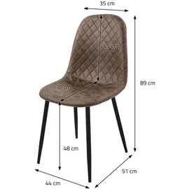 ML-Design Esszimmerstühle 4er Set, Braun, Küchenstuhl aus Kunstleder, Wohnzimmerstuhl mit Rückenlehne, Polsterstuhl mit Metallbeinen, Ergonomischer Stuhl für Esstisch, Esszimmerstuhl Scandinavian