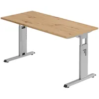 Bümö Schreibtisch Wildeiche, Silber, Nachbildung,Eiche, 140x74x67.2 cm, FSC Mix,