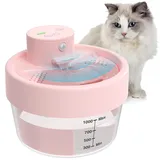 MASBRILL Katzenbrunnen Kabellos, 1L Trinkbrunnen für Katze mit Bewegungsmelder, Ultraleiser Katzewasserspender 3 Arbeitsmodi, Wasserbrunnen 120 Weitwinkel Indukor für Katzen Kleine Hunde, Rosa