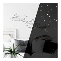 K&L Wall Art Wandtattoo Leuchtspruch inkl. Leuchtsterne Gelb 80x30cm selbstklebend, Kinderzimmer Leuchtbild