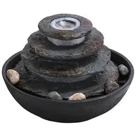 Dehner Polyresin-Zimmerbrunnen Hoku, mit LED-Beleuchtung, ca. H16,5 cm, dunkelgrau